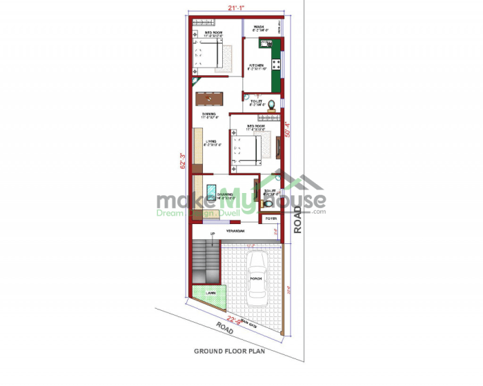 Desain rumah luas tanah 21x17