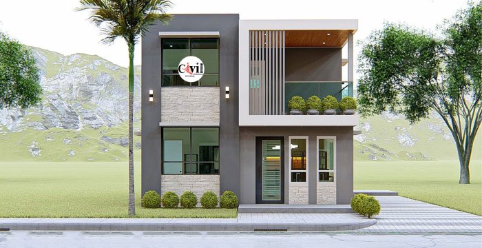 Desain rumah minimalis 2 lantai hitam putih